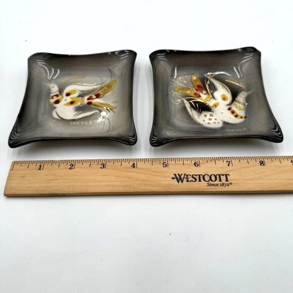 Sascha Brastoff Ashtray, Beautiful Bird Gray, Maroon White,Pre-owned Tray trinke - Picture 8 of 10